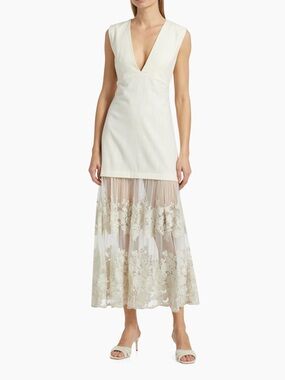 Sea Cream Linen Arielle Dress Size 8 NWT